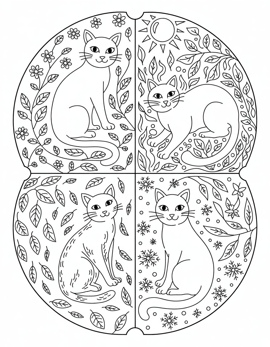 Four Seasons Cat Mandala